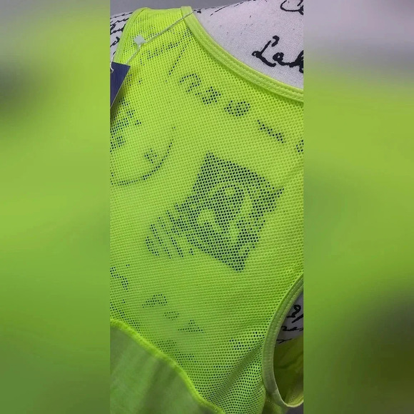 Quccefods Women's Mesh Athletic Sleeveless Workout Tank Tops Neon Green 2XL NWT - Picture 7 of 12